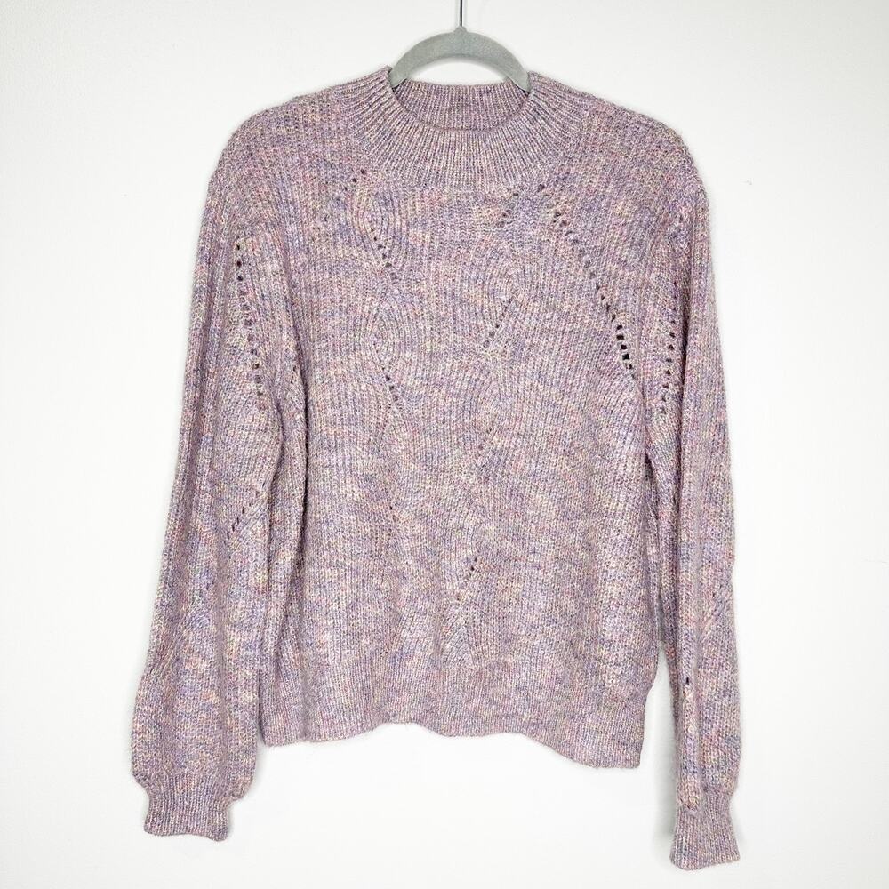 Tularosa Womens Sweater Chunky Knit Long Sleeve Crew Neck Purple Small